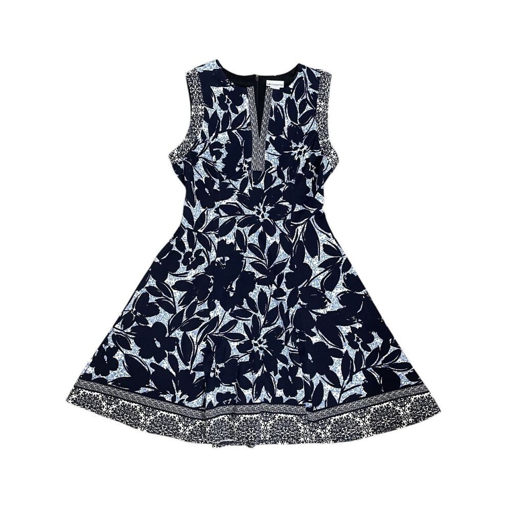 Liz Claiborne Dress Size 8 Blue Floral Sleeveless Fit & Flare